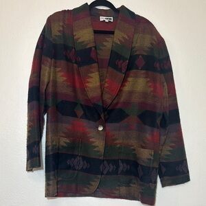 Vintage women’s 7/8 first focus Aztec southwest oversize single button blazer